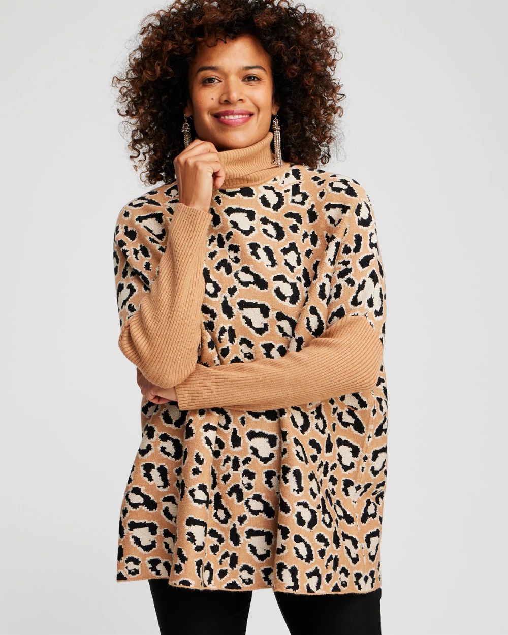 Animal Print Turtleneck Pullover Sweater | Chico's Animal Print Turtleneck Pullover Sweater | Chico's